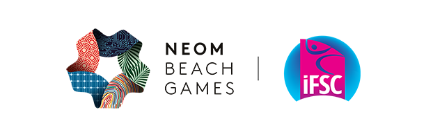 NEOM Beach Games logo and IFSC logo