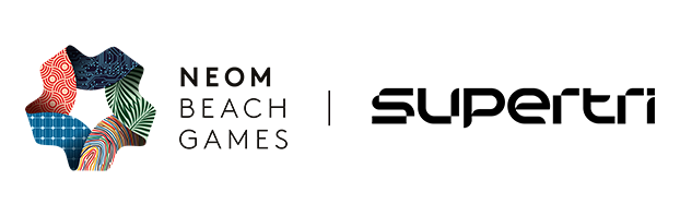 NEOM Beach Games logo and Supertri logo