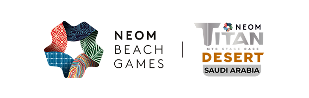 NEOM Beach Games logo and NEOM Titan Desert logo